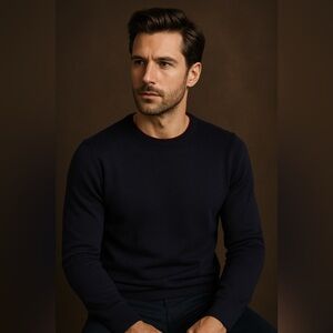 Buffalo David Bitton Navy Blue Long Sleeve Knit Pullover - Size Small
